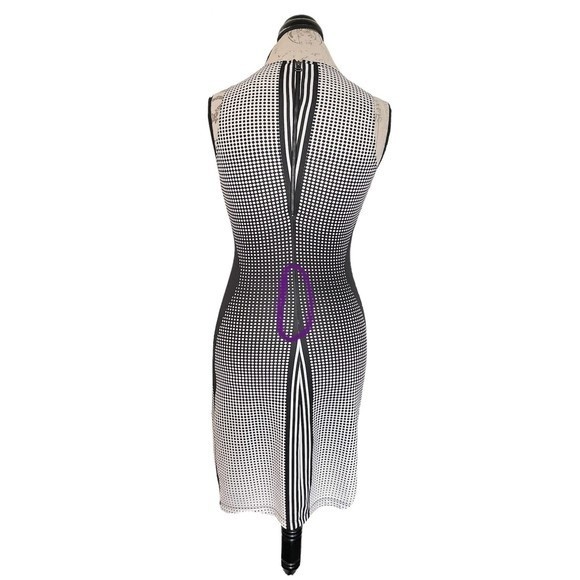 Max Studio Dress Size XS Womens Sheath Bodycon Polka Dots Striped Y2K Baddie - Picture 9 of 12